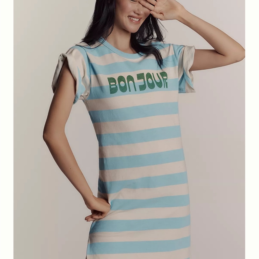 Sundry/Anthropologie Blue and White Striped Blue Bonjour Dress - Sz XL Like New